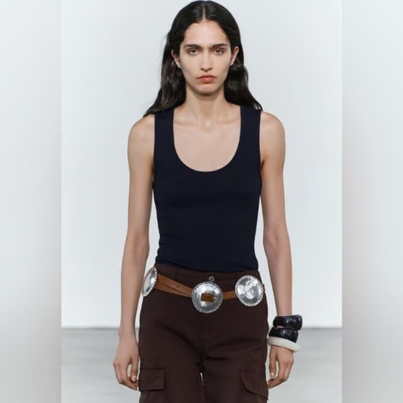 Zara Leather Belt with Hewn brown main image 15